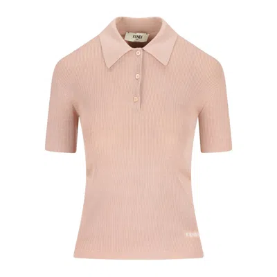 Fendi Fzxe Polo Sweater In Pink