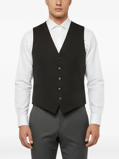 Pre-owned Fendi Gabardine Buttoned Waistcoat In Black