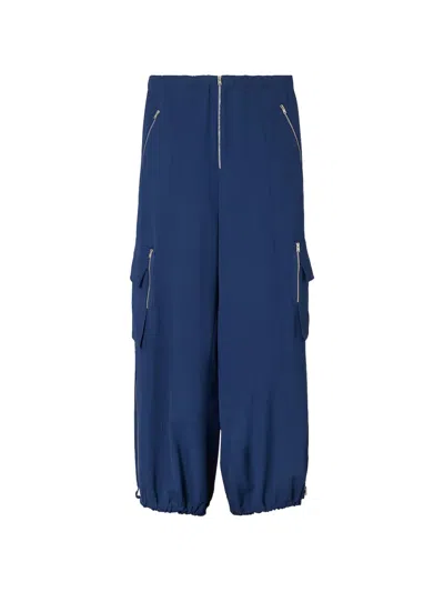 Fendi Gabardine Cargo Trousers In Blue