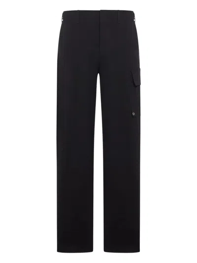 Fendi Gabardine Cargo Trousers With Large Patch Pocket In Black
