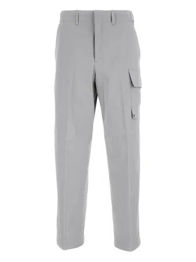 Fendi Gabardine Cargo Trousers With Large Patch Pocket Clothing In Gray