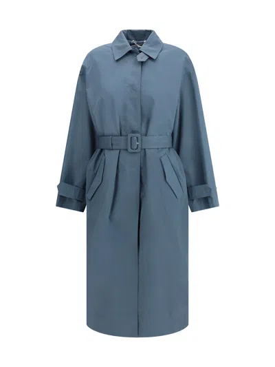 Fendi Gabardine Coat In Blue