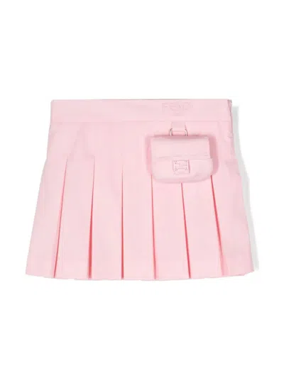 Fendi Kids' Gabardine Skirt In Pink