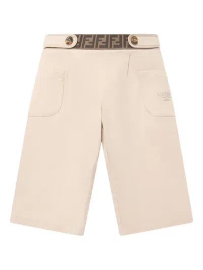 Fendi Babies' Gabardine Trousers In Neutrals
