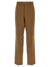 Fendi Men Beige Pants With Belt Loops And Ff Plaque On The Loop In Wool Woman In Brown