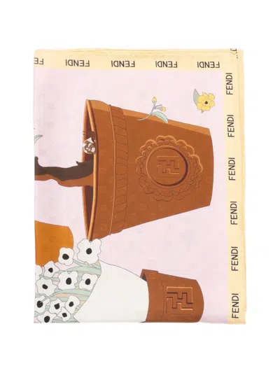 Fendi Gardening-print Silk Scarf In Pink