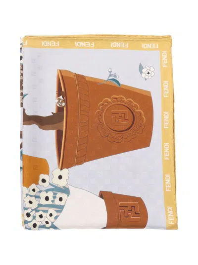 Fendi Garden-inspired 90x90 Fashion Foulard For Women In Multi