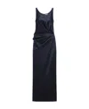 Fendi Gathered Silk Dress In Blue