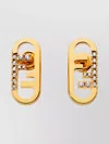 Fendi Crystal-embellished Metallic Earrings In Gold