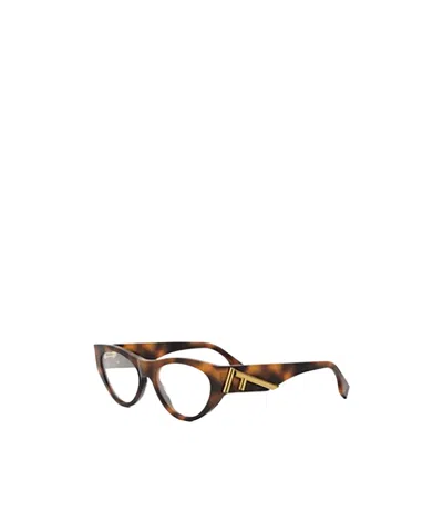 Fendi Geometric Flat Mirror In Brown