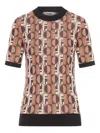 Fendi Three-dimensional Jacquard Sweater With Geometric Pattern In Brown