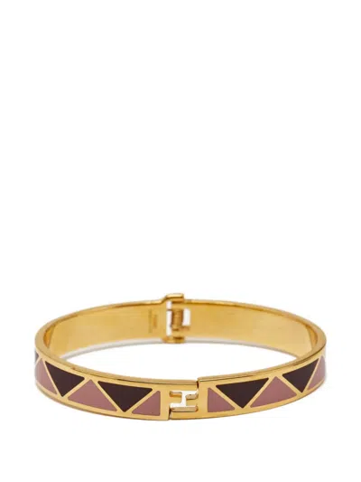 Pre-owned Fendi Geometric-pattern Bracelet In Gold