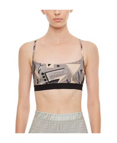 Fendi Geometric Pattern Short Style Sling In Nude