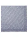 Fendi Geometric Patterned Cotton Scarf With Subtle Fringe In Gray