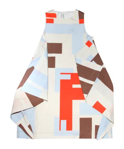 Fendi Geometric-print A-line Dress In White