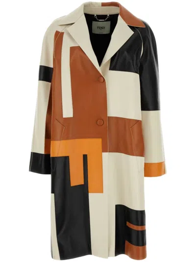 FENDI GEOMETRIC-PRINT OVERCOAT