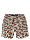 Fendi Printed Polyester Swimming Shorts In Braun
