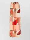 Fendi Patchwork Print Silk Trousers Multicolor In Multi