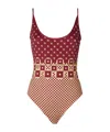 Fendi Micro Patchwork Print Lycra One Piece Swimsuit In Animal Print