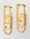 Fendi Geometric Stone Embellished Earrings Collection In Gold