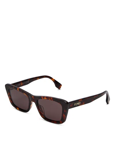 Fendi Geometric Sunglasses, 53mm In Brown