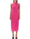 Fendi Drape-detailing Silk Midi Dress In Ciclamino