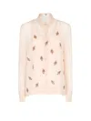 Fendi Women Georgette Top With Rhinestones And Sequins Embroidery In White