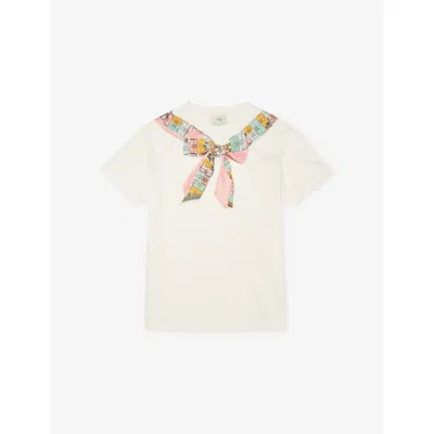 Fendi Kids' Gesso Bow-tie Print Cotton T-shirt 4- In Multi
