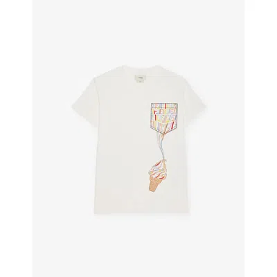 Fendi Kids' Gesso Branded Ice Cream Cotton-jersey T-shirt 8-12 In White