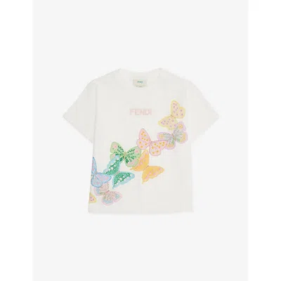 Fendi Cotton T-shirt With Print And Embroidery Kids In White