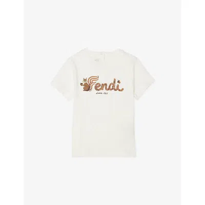 Fendi Babies' Gesso Logo-print Cotton T-shirt 12-36 In White