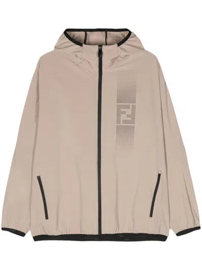 Fendi Ff-motif Hooded Jacket In Neutrals