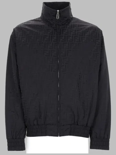 Fendi Blue Denim Blouson Double Jacket In Gray