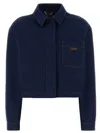 Fendi Denim Jacket With Front Embroidered Logo In Blue