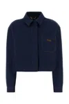 Fendi Denim Jacket With Front Embroidered Logo In Blue