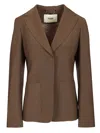 Fendi Tailored Waisted Blazer With Embroidered Logo