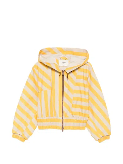 Fendi Striped Blouson Jacket In Yellow
