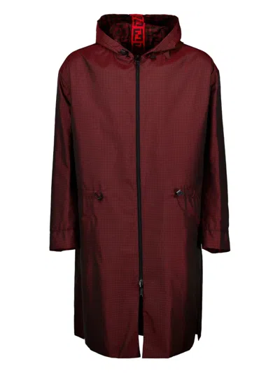 FENDI GINGHAM-CHECK HOODED COAT