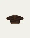 Fendi Girl's Monogram-print Polo Shirt In Brown