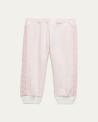 Fendi Kids' Girl's Monogram-trim Sweatpants In Pink