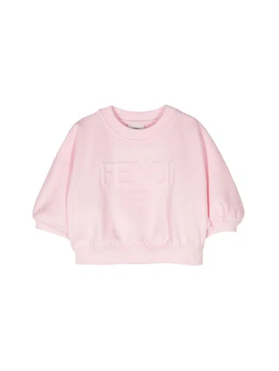 Fendi Girls Cotton Adore Sweatshirt In Pink