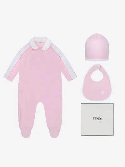 Fendi Girls Cotton Babygrow Gift Set 6 Mths Brown