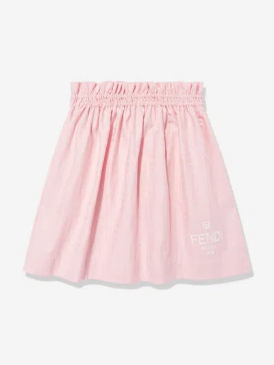 Fendi Kids' Girls Cotton Ff Jacquard Skirt In Pink