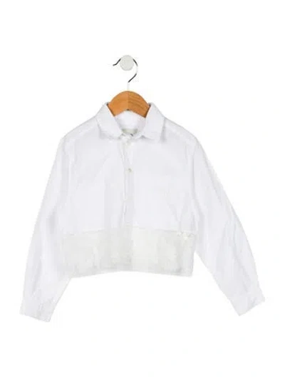 Pre-owned Fendi Babies' Girls' Cropped Blouse In White