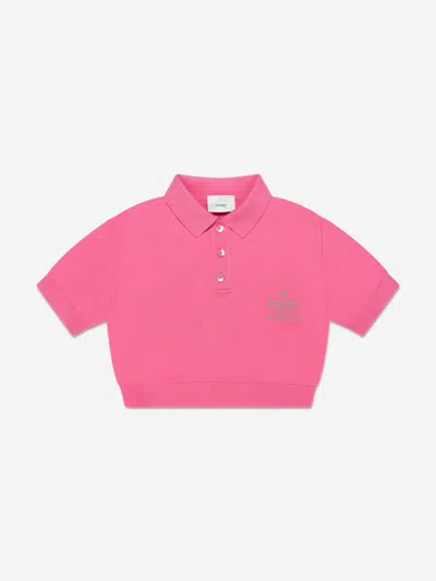 Fendi Babies' Girls Cropped Logo Polo Shirt In Pink