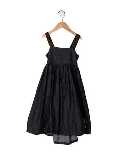 Pre-owned Fendi Kids' Girls' Denim Dress In Blue