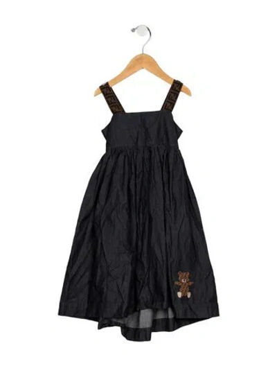Pre-owned Fendi Babies' Girls' Denim Zucca Ff Dress In Blue