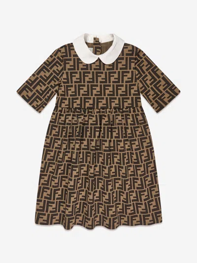 Fendi Kids' Girls Dress 7 Yrs Brown