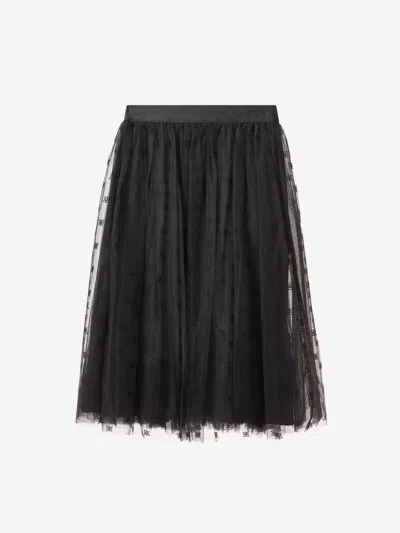 Fendi Kids' Girls Embroidered Tulle Skirt 8 Yrs Black