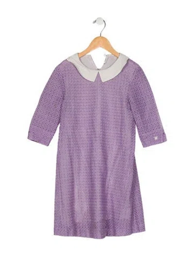 Pre-owned Fendi Kids' Girls Eyelet Dress In Neutrals/purple